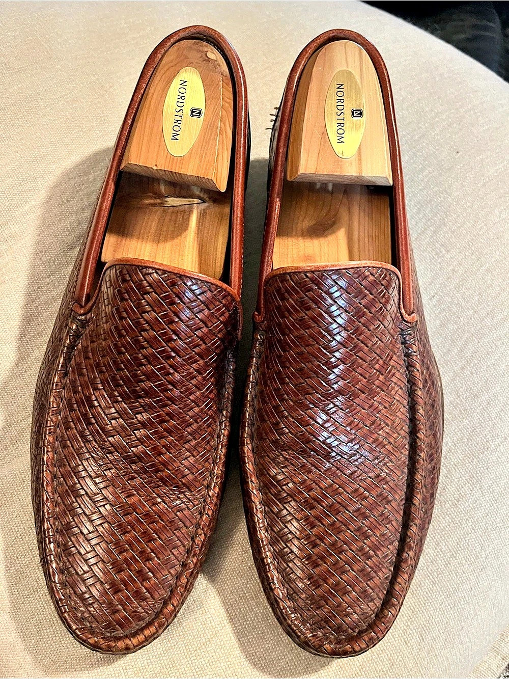 Allen Edmonds Positano Woven Leather Loafers Brown